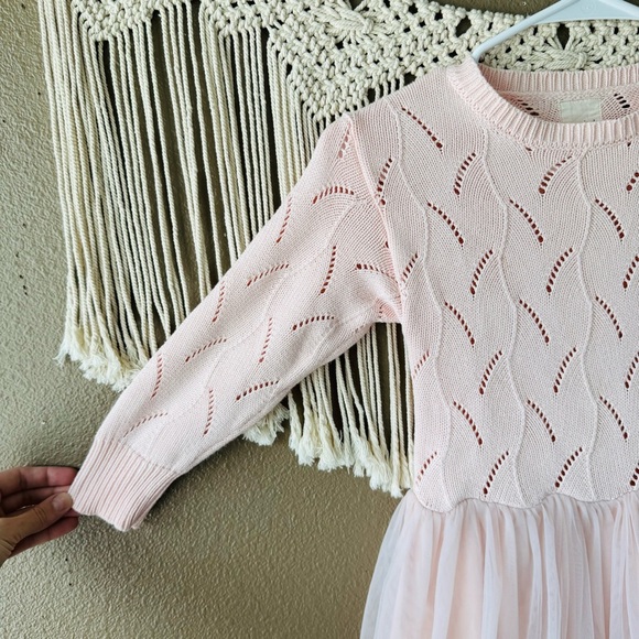 Raised By Water Baby Pink Pointelle Knit Sweater Tulle TUTU Dress H - Picture 4 of 7
